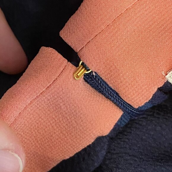 ROKSANDA Navy Searsucker Silk Peter Pan Collar Blouse Size 8 - Picture 8 of 12